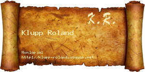 Klupp Roland névjegykártya